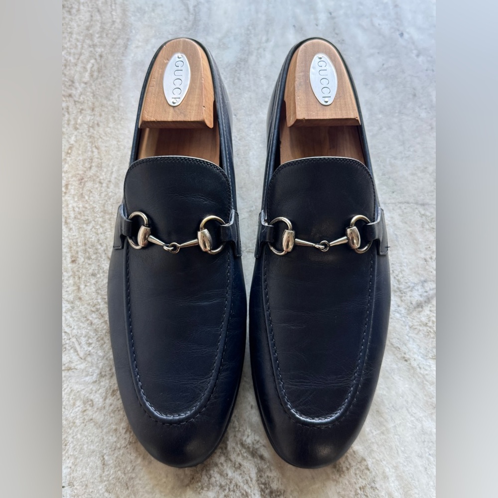 GUCCI Jordaan Horsebit Navy Blue Leather Loafer 7 / 7.5 US 1953 Moccasin $1000